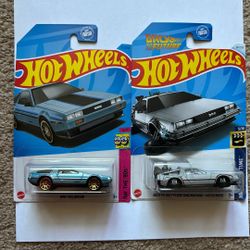 Lot Of 2 Hot wheels DMV Delorean Back To Future 