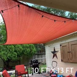 New In Box 10x13 Feet Rectangular Shape Sun Sail Shade Sand Or Terracotta Color With 4 Hanging Ropes Included 