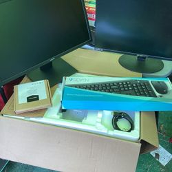 Two Monitors Wireless Keyboard And Mouse And Hdmi Connector Like New
