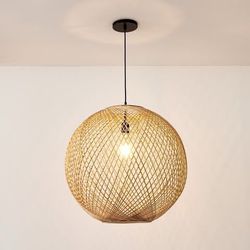 MOVING: West Elm Wicker Globe Pendant Lighting 26 inch