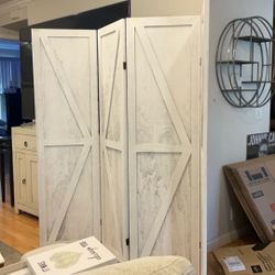 Rustic White Barn 4 Panel Folding  Room Divider 