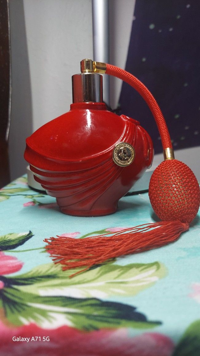 VINTAGE Queen Elizabeth II Red Glass Perfume Atomizer