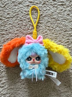 Baby Three Alice Rabbit Town Rainbow Bunny Plush Keychain | Color‑block Ear Bag Charm