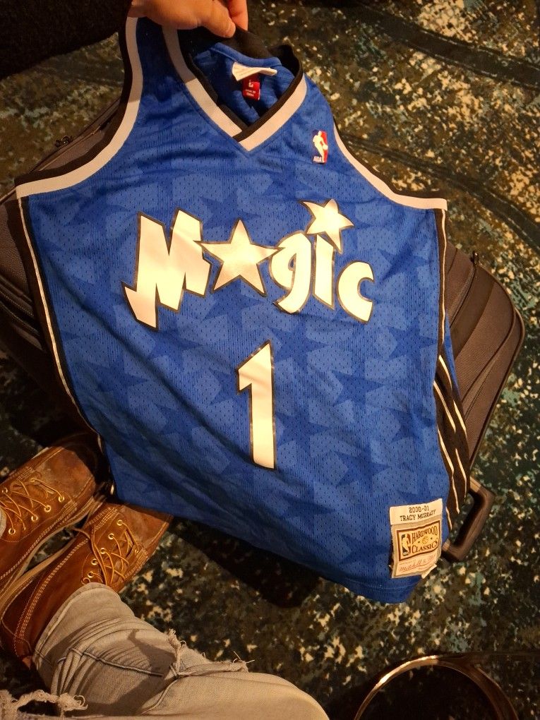 Brand New Never Worn Magic Jersey Tracy McGrady Large Blue Black And White NBA