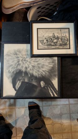 Vintage Black and White Framed Prints Set