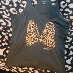 Disney Dark Grey Tank Top with Leopard Bow Design