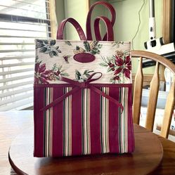**VINTAGE** Longaberger Pottery  Holiday Gift Bag/Tote - Made from Fabric
