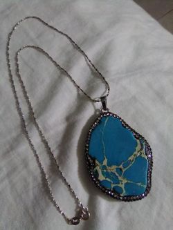 Natural Jasper pendant & 925 chain