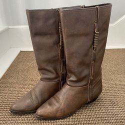 women’s 9 Nine West brown distressed leather boots - size 7 M
