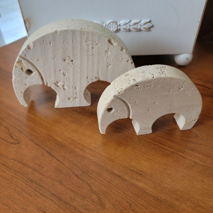 Pair of Anteater Travertine Paperweights Sculptures