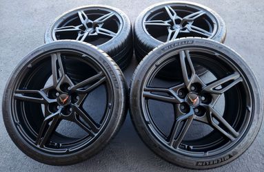 19” 20” Chevy Corvette C8 New Matt Black OEM Wheels and Tires