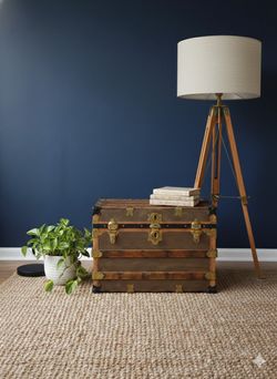 Cube Shaped Antique Steamer Trunk 