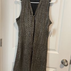 NWT IZ Byer Size L Gold Silver Copper Sheer Formal Dress Fully Lined