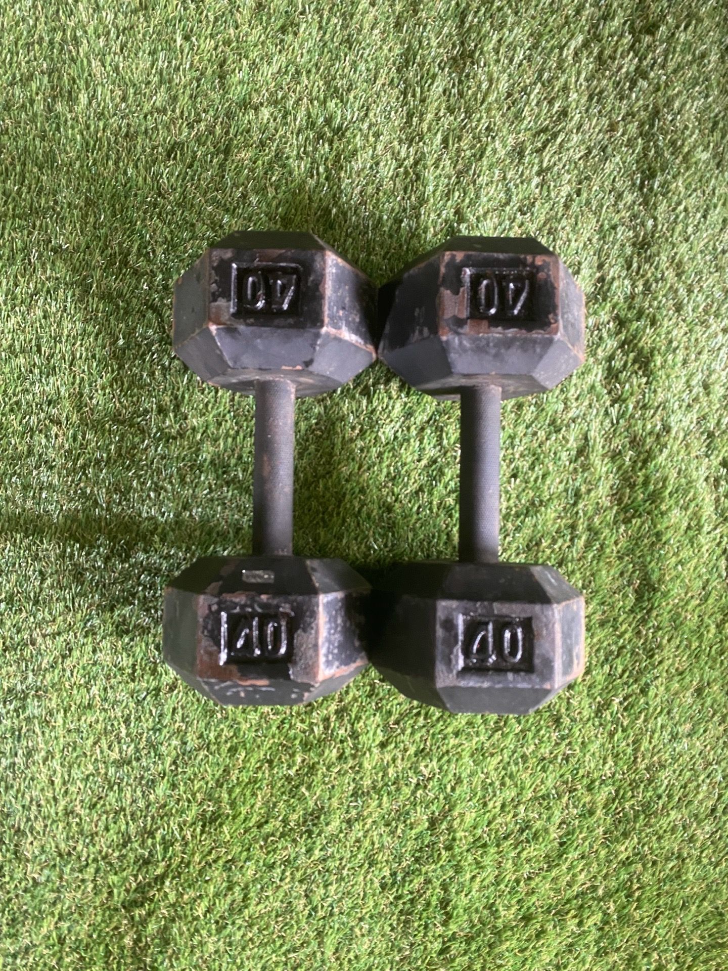 40lbs iron hex dumbbells