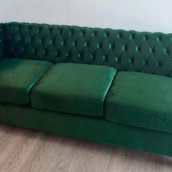 Green Suede / Velvet Couch