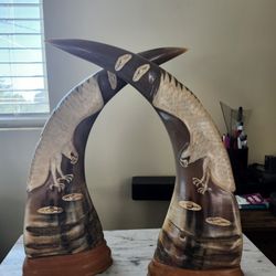 2 Beautiful Hand Carved Tooth