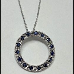 10k White gold Sapphire Necklace 