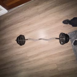 EZ Curl Bar With Weights 