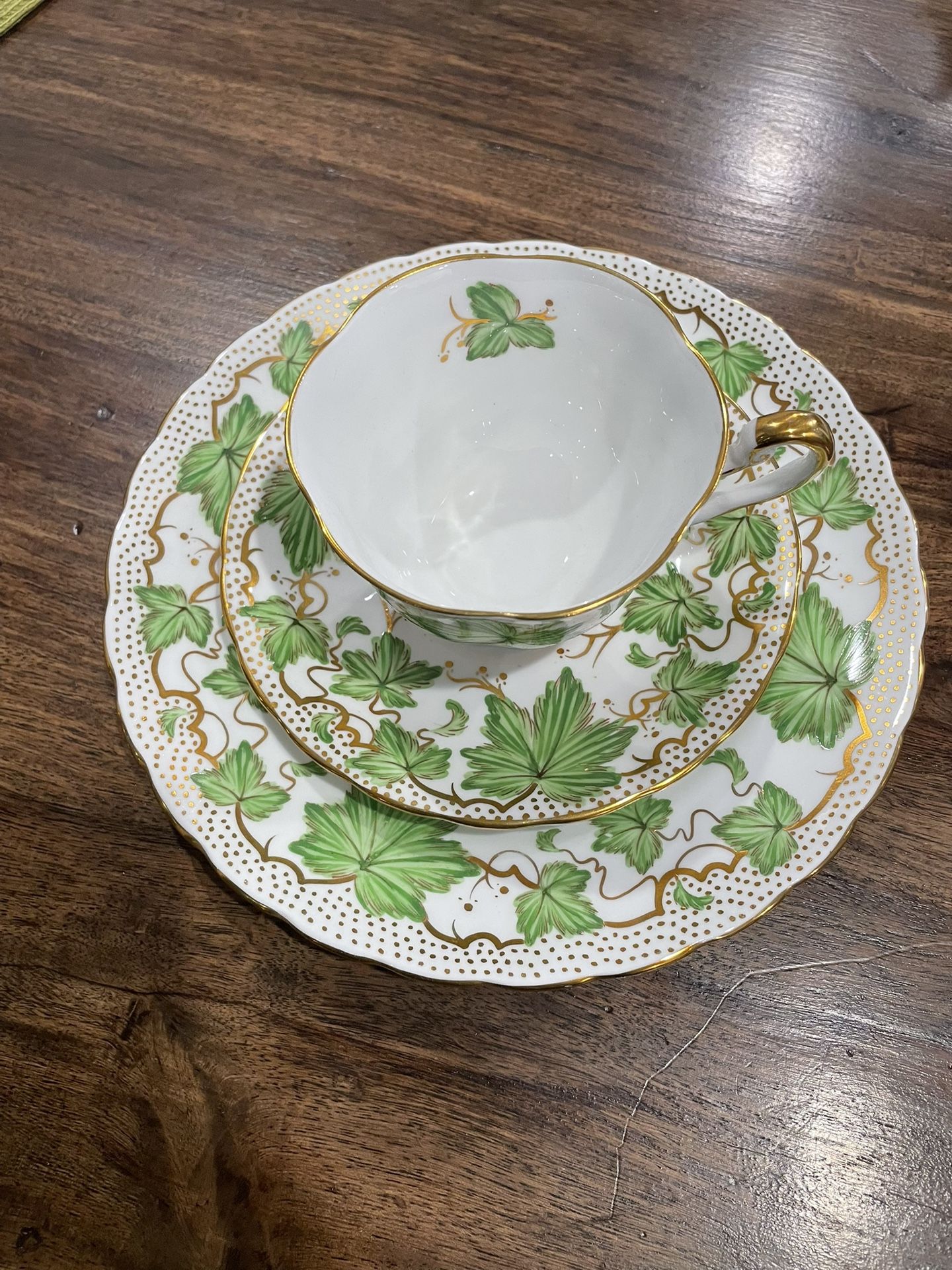 Vintage Royal Chelsea English Bone China Tea Cup, Saucer and Plate with Gold Trim