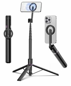 Toneof - Trípode magnético de aluminio para teléfono de 68 pulgadas para iPhone y Android Rechargeable Remote,360° Rotatable Foldable Cell Phone Stand