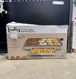 Bella 12″ x 22″ XL Ceramic Griddle with Warming Tray