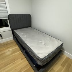 Twin Size Mattress, Boxspring, Bedframe MUST GO