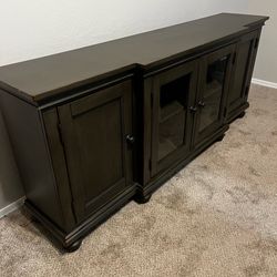 Large Greige/Weathered Gray-Brown Media Console