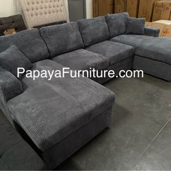 New. Double Chaise U Shape Large Sectional Couch Sofa Fabric Plush