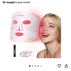 LED Face Mask Light Therapy, 4 Modes Portable Red Light Therapy for Face, 2000mAh Rechargeable Remote, Blue, Orange, 850NM Infrared & Red Light Mask, 