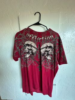Affliction Skull Graphic T-Shirt – Men’s Large – Red