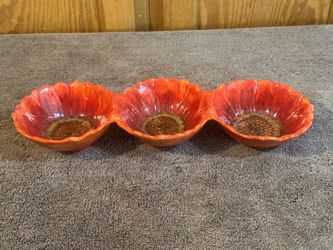Maxcera Ceramic Sunflower 3-Section Serving Dish 14”x4.75”