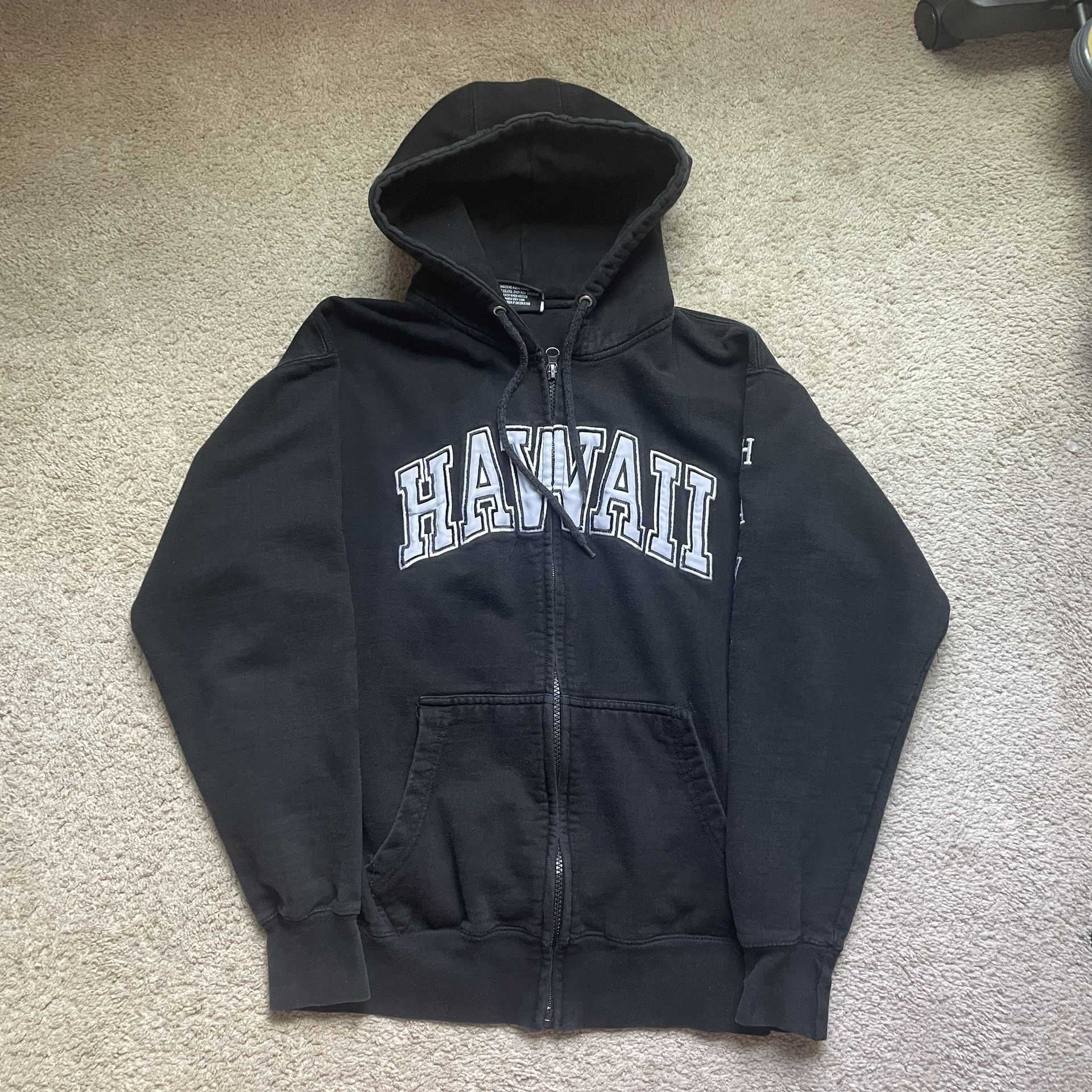 black zipup with hawaii embroidery