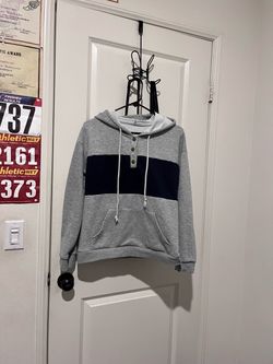 Grey with blue stripe hoodie