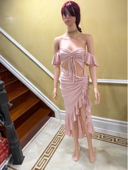 Drawstring Bandeau and Fishtail Midi Dress Woman Size S