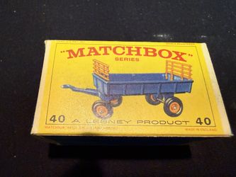 Vintage MatchBox 40 Hay Trailer And Box Boxed Lesney 1960S