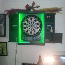 beautiful wood case dart board