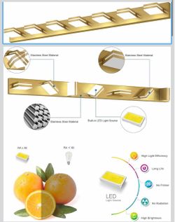 SineRise LED Modern Bathroom Vanity Light Fixtures, Modern Acrylic Bathroom Wall Lighting Fixtures Over Mirror, 7-Light, 55-Inch, Gold, 100%-0% White