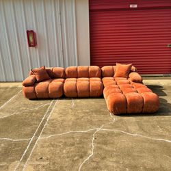 Rovelabs Copper Tan Modular Sectional Sofa with Chaise