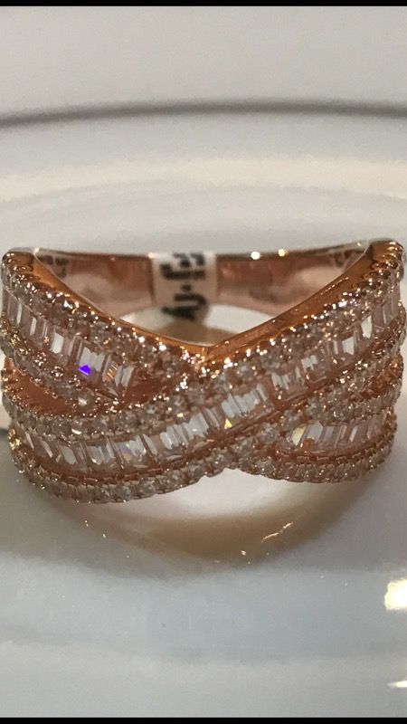 Rose God Silver ring with rhodium cover size 7