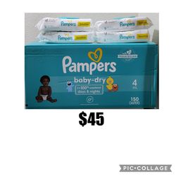 Pampers Size 4 And 4 Wipes 