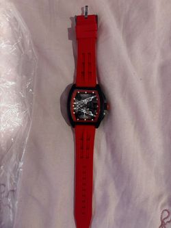 Skeleton Dial Watch Red Rubber Strap