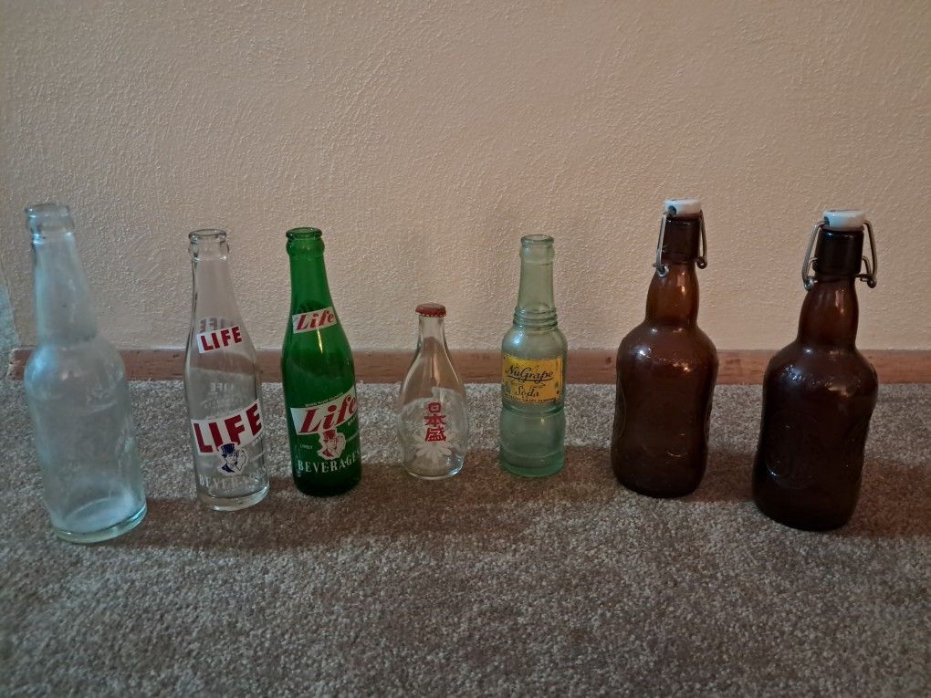 Vintage Soda, Beer, and Sake Bottles