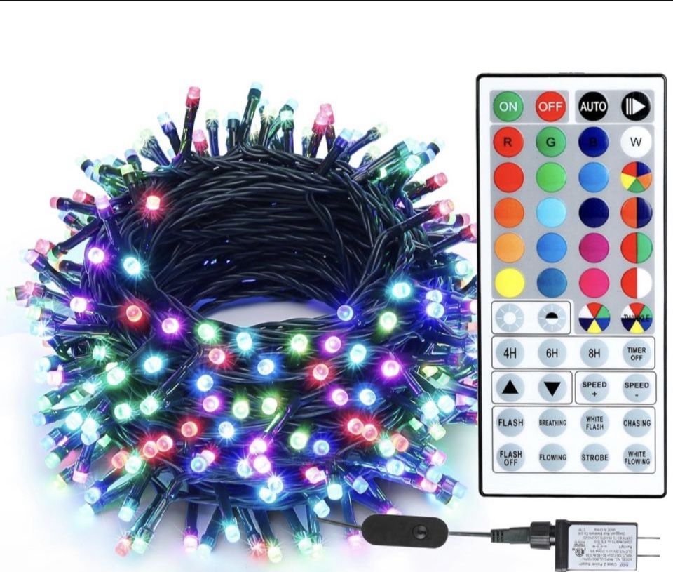 Brizled Color Changing Christmas Lights, 66ft 200 LED RGB String Lights with Remote, Dimmable Outdoor Christmas Lights, Mini Christmas Tree Lights Ind