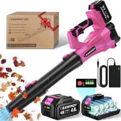 Leaf Blower Cordless 21V, Electric Leaf Blower with 8000mAh Batteries, 6 Speed Battery Powered Leaf Blowers, Lightweight Friendly to Women 