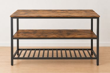 Kitchen Island with 3 Shelves Storage Wooden Worktop Modern Vintage 23.6”D x 47.2”W
