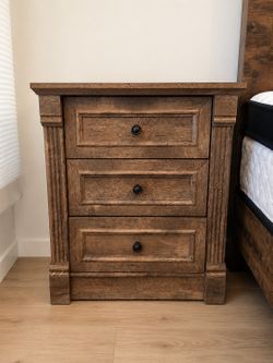 Rustic Solid Wood Nightstand – 3 Drawer | Excellent Condition