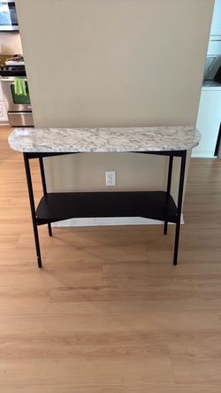 Console Table with Marble Top and Lower Shelf