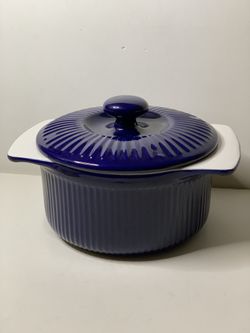ROSHCO COBALT BLUE 2 QT 1.8 L ROUND WITH LID BAKEWARE CASSEROLE BAKING DISH
