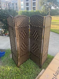 4-Panel Woven Room Divider Privacy Screen