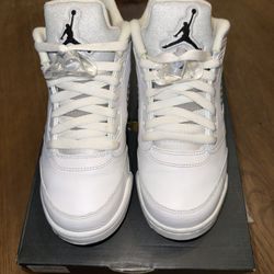 Nike Air Jordan 5 Retro Low GG SZ 7Y White White Black Wolf Grey Shoes